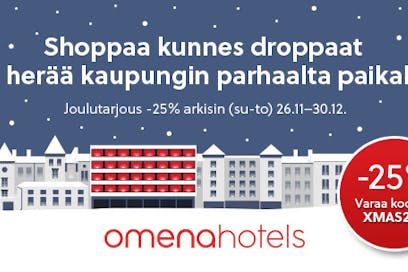 Hyödynnä Omenahotellien huikea joulutarjous -25%!
