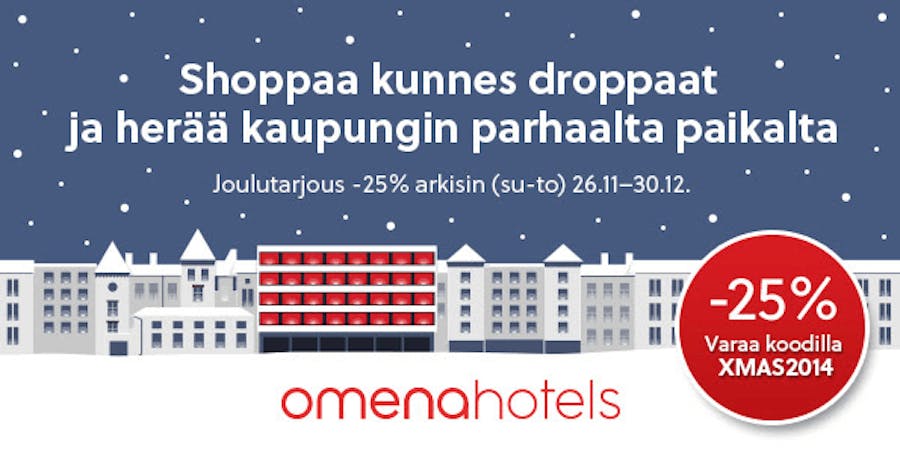 Hyödynnä Omenahotellien huikea joulutarjous