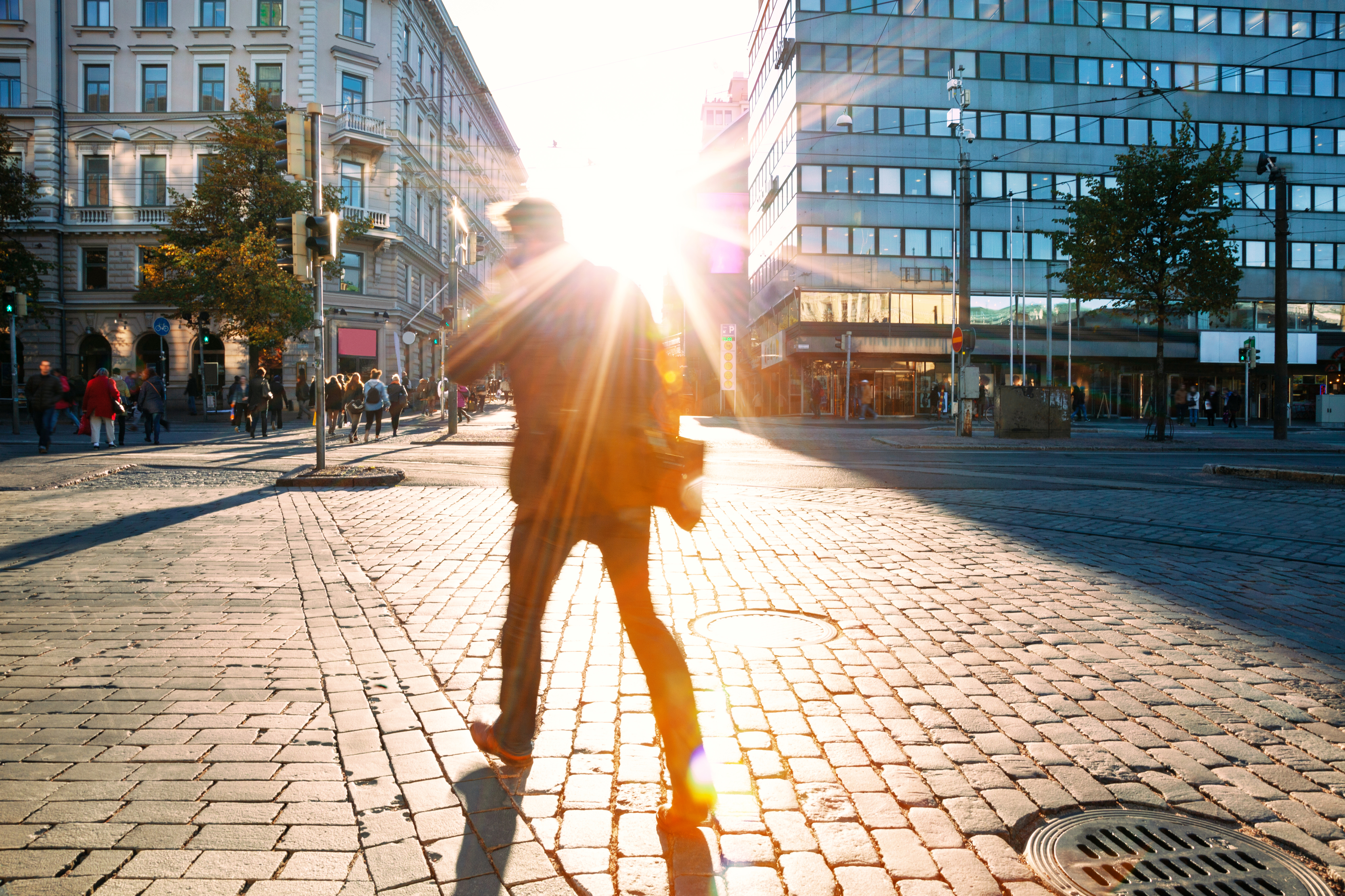 Motion Blur of People Walking in the City